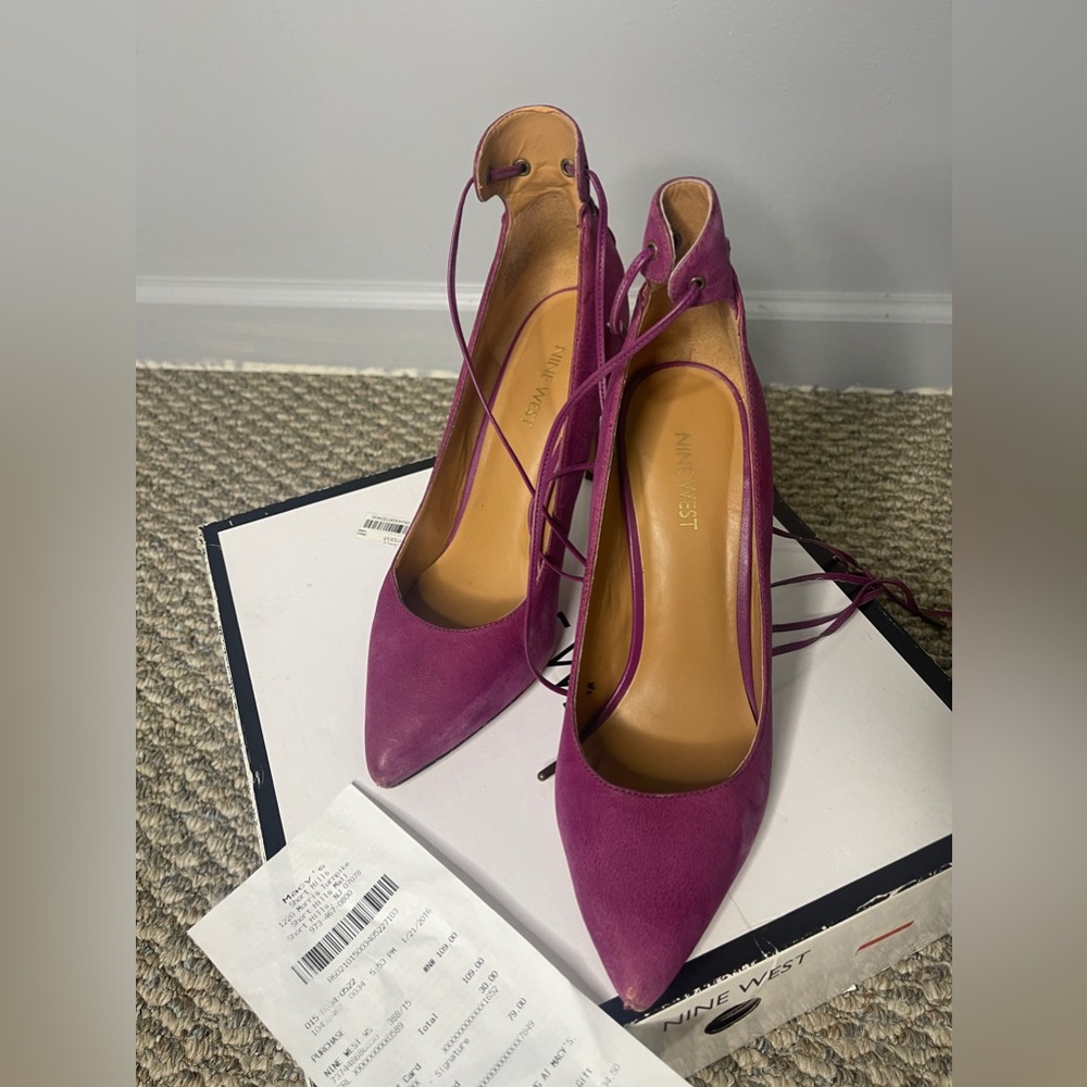 Nine West purple tie up nwebba sandals size 8.5